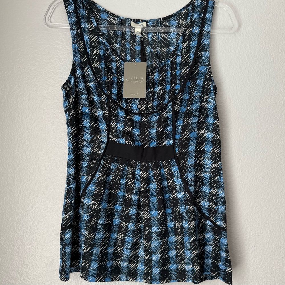 Anthropologie Odille Tank Silk Blend Blue Sleeveless‎ Blouse NEW with TAGS